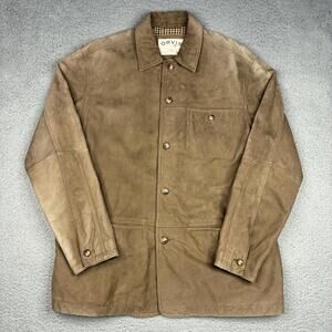 Vintage Orvis Leather Field Chore Jacket Men’s Large Brown Patina Lined Pockets